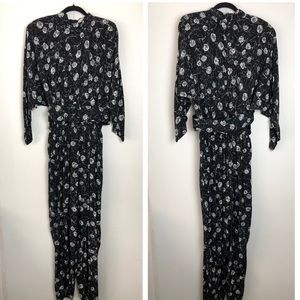 Vintage California Visionz Belted Jumpsuit Black Print Belt Set